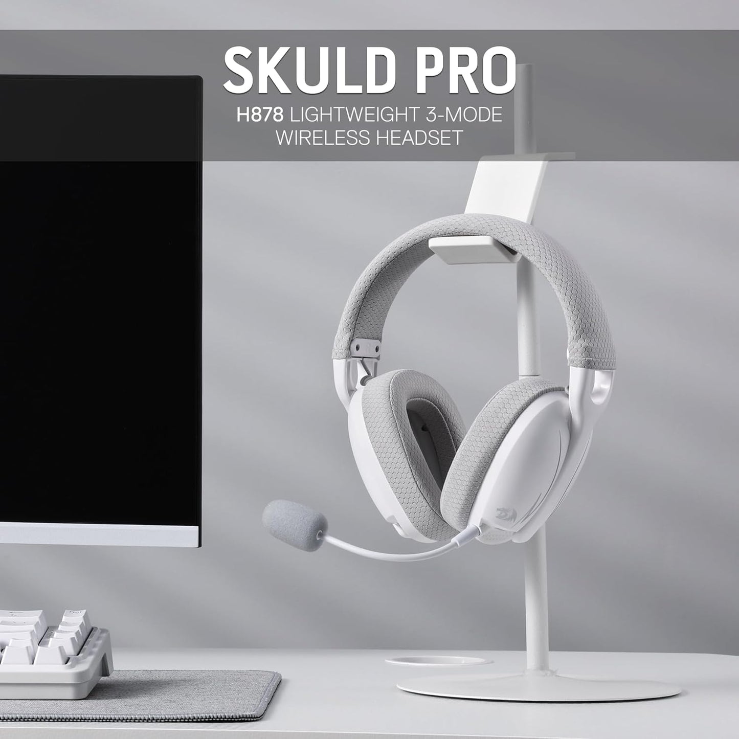 Redragon H878 3-Mode Wireless Blue Lighting Gaming Headset - Lightweight - 7.1 Surround Sound