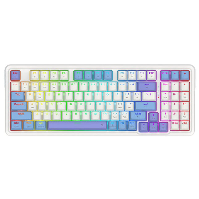 Keyboards Wired and wireless Bluetooth mechanical gaming keyboard Redragon Gloria Pro K664WBP-RGB-PRO white RGB