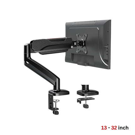 Redragon GMK914 Single Monitor Mount Stand - Gas Spring Adjustable Arms with VESA 75/100mm, 13-32 Inch Screen Compatibility, C Clamp & Grommet Base, Cable Management, 17.6lbs Load Capacity