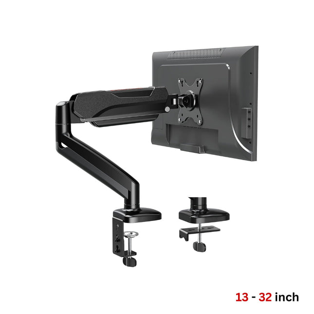 Redragon GMK914 Single Monitor Mount Stand - Gas Spring Adjustable Arms with VESA 75/100mm, 13-32 Inch Screen Compatibility, C Clamp & Grommet Base, Cable Management, 17.6lbs Load Capacity