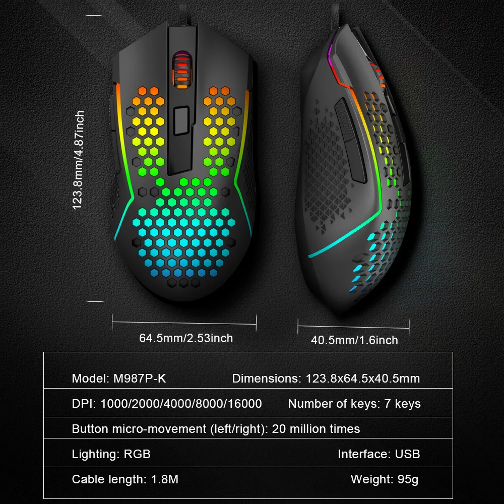 REDRAGON M987P - K Reaping Elite Lightweight RGB Gaming Mouse Mouse 25 JOD