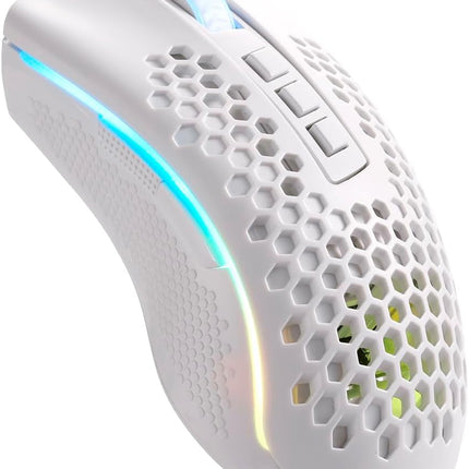 REDRAGON Mouse Gamer Storm Pro M808w-ks White Wireless, Honeycomb Shape, Wireless, 2.4GHz, USB Dongle/USB Wiring, 16000dpi - 8 Programmable Buttons - Redragon Jordan