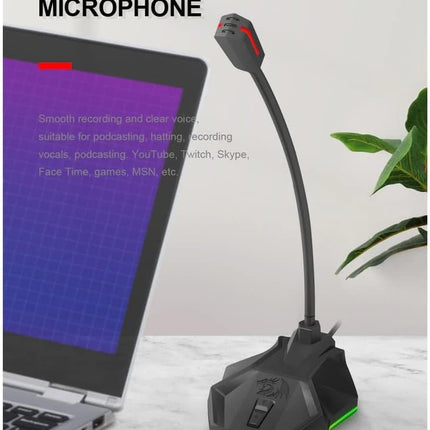 Redragon GM99 STIX USB RGB Gaming Stream Desktop Microphone to To Streaming, Podcasting,Studio Recording,YouTube,Skype for PC/Laptop