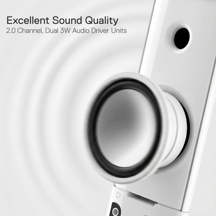 Redragon GS550 PC Gaming Speakers, 2.0 Channel Desktop Computer Sound Bar with Compact Maneuverable Size, Headphone Jack, Quality Bass & Decent Red Backlit, USB Powered w/ 3.5mm Cable, White