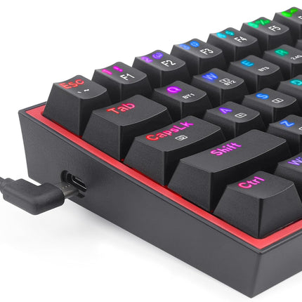 Redragon K616 Fizz Pro 60% Wirless /Wired RGB Gaming Keyboard, 61 Keys Compact Mechanical Keyboard Black, Linear Red Switch, Pro Driver/Software Supported