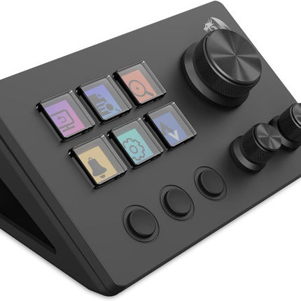 REDRAGON Skyrider SS-551 Smart Streaming Control Panel – Professional Stream Deck with 6 Programmable LCD Buttons and 3 Multi-Function Knobs, Quick and Convenient Control of Software and Apps