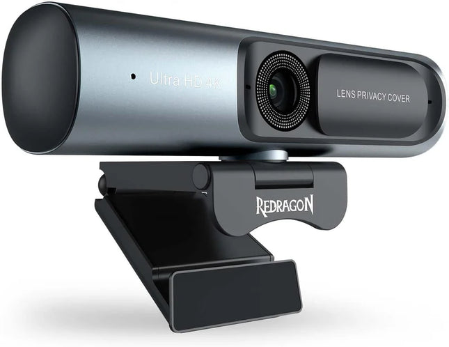 Redragon GW911 4K Webcam for PC, Ultra HD with Dual Noise-Cancelling Mic, PDAF Auto Focus, Auto Light Correction, Plug & Play, Privacy Cover – Works w/Zoom/Teams/Skype/Google Meet - Redragon Jordan