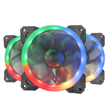 علبة كمبيوتر Redragon GC-F008 بمروحة تبريد 120 مم، ومروحة LED RGB ذات تدفق هواء عالي وهادئة ومبرد وحدة المعالجة المركزية ومشعات (3 مجموعات)