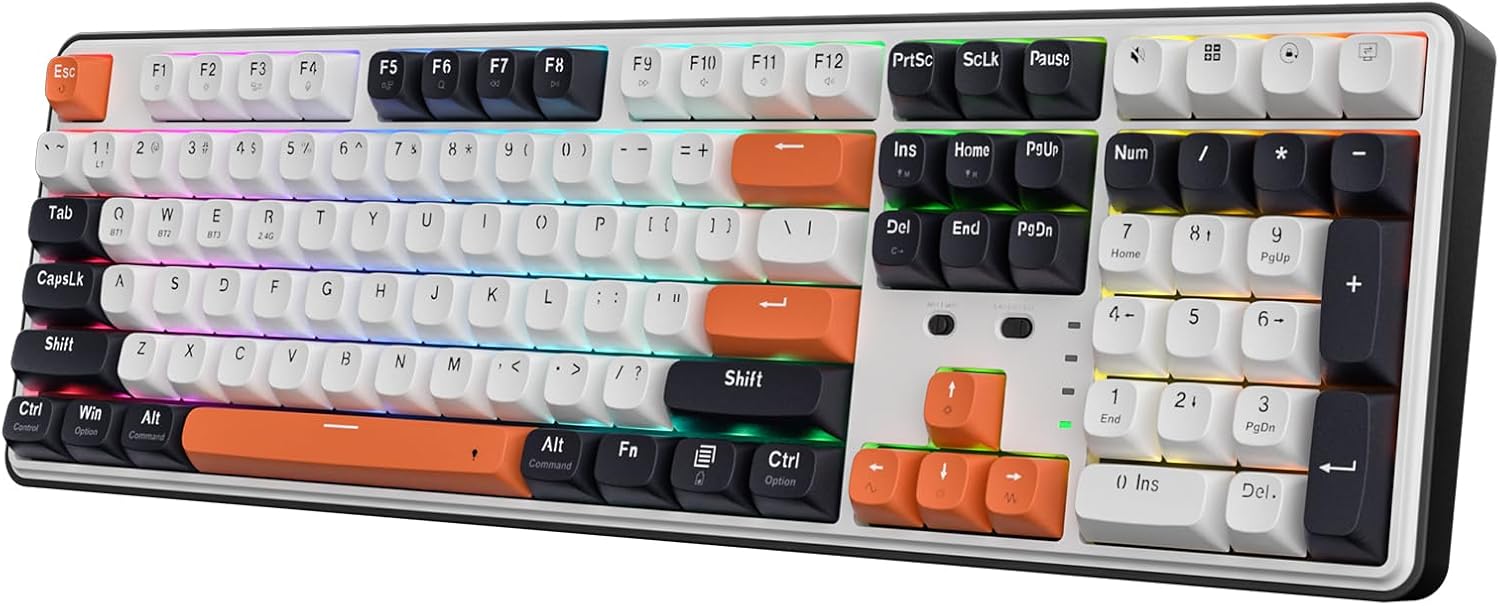 Redragon K689 PRO Wireless Gasket RGB Gaming Keyboard, 104 Keys + Extra 4 Hotkeys Mechanical Keyboard w/Upgraded Hot-swappable Socket, 3-Layer Noise Dampening, Round PBT Keycaps, Custom Linear Switch