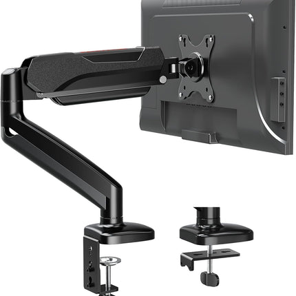 Redragon GMK914 Single Monitor Mount Stand - Gas Spring Adjustable Arms with VESA 75/100mm, 13-32 Inch Screen Compatibility, C Clamp & Grommet Base, Cable Management, 17.6lbs Load Capacity