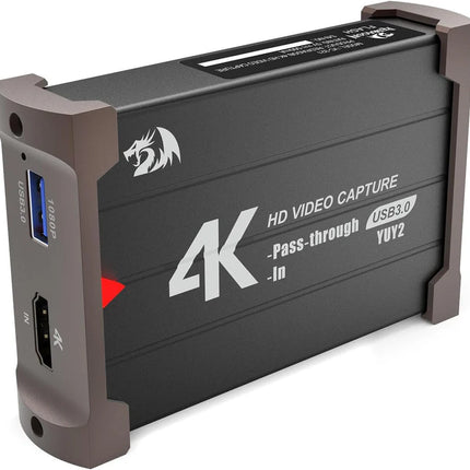 Redragon VC321 4K Video Capture Card, USB 3.0 1080p 60fps Video Capture, 4K HDMI Pass-Through, Zero-Latency Streaming, Compatible with Windows/Mac, Game Capture for PS5, Xbox, NS, DSLR, OBS - Redragon Jordan