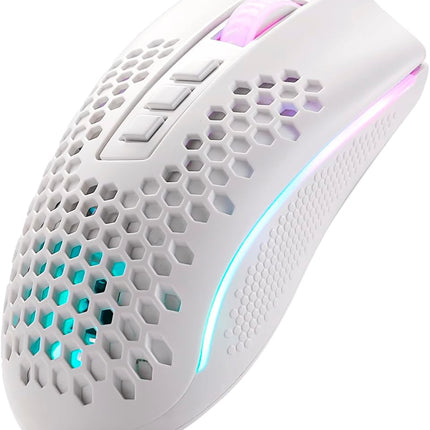 REDRAGON Mouse Gamer Storm Pro M808w-ks White Wireless, Honeycomb Shape, Wireless, 2.4GHz, USB Dongle/USB Wiring, 16000dpi - 8 Programmable Buttons - Redragon Jordan