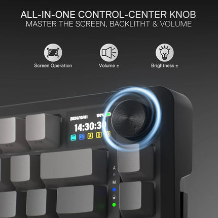 Redragon K724 PRO Wireless Gasket Gaming Keyboard w/Hype 1.14’’ TFT Screen & Knob, 81-Key 75% Mechanical Keyboard, 5-Layer Noise Dampening, Hot-Swap South-Facing RGB Socket, Gradient PBT Keycaps - Redragon Jordan
