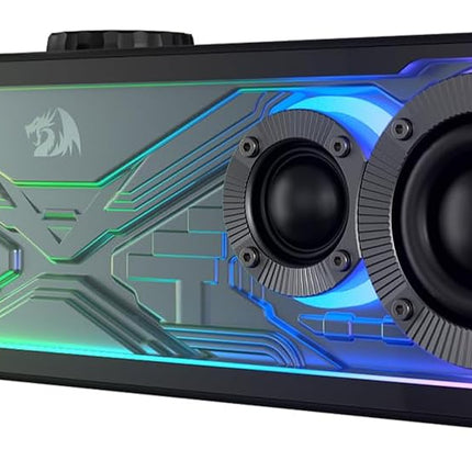Redragon GS817 RGB Desktop Soundbar, 2.0 Channel Stereo Speakers for Desktop w/Massive 30W Max Power, Touch-Control, Bluetooth 5.3 & 3.5mm AUX Inputs, Black
