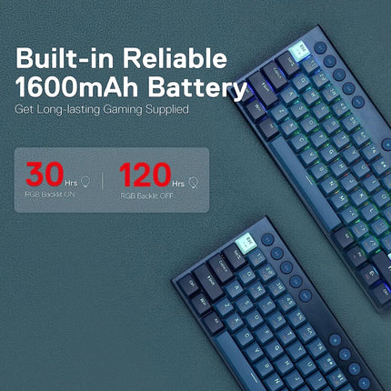 Redragon K632 Blue PRO 60% 3-Mode Connection RGB Mechanical Ultra-Thin Low Profile w/No-Lag Connection Dedicated Media Control - Red Switch