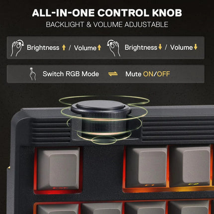 Redragon K729 HE Rapid Trigger Gaming Keyboard, 87 Keys 8K Wired Mechanical Keyboard w/Next-Gen UltraMag 100% POM Silky Magnetic Switch, Dual-Module Floating Patent Structure Design & Knob Control - Redragon Jordan