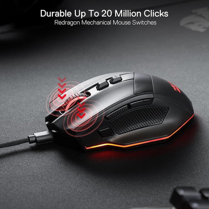 Redragon M813 RGB Wired Gaming Mouse with 4D Dual Mode Scroll Wheel, Ergonomic Optical Mouse with Max 16000 DPI, 3333 High Precision Sensor, 7 Macro Keys, Software Supported