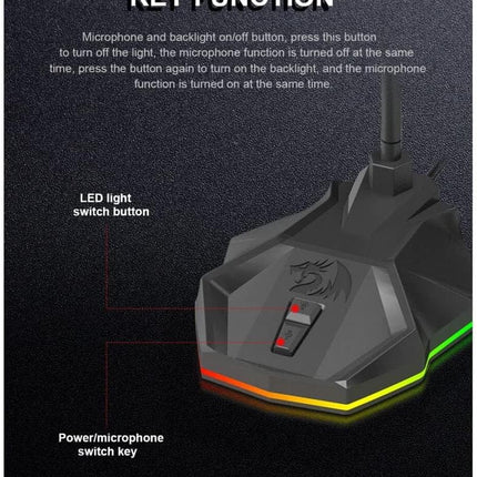 Redragon GM99 STIX USB RGB Gaming Stream Desktop Microphone to To Streaming, Podcasting,Studio Recording,YouTube,Skype for PC/Laptop