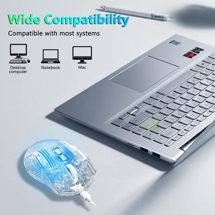 Redragon Wired Gaming Mouse, 24,000 DPI, 7 Programmable Button, 2 Side Buttons, 8 RGB LED Backlit Mode, Clear Transparent Shell, Light up Gamer Mice, Soft Cable for PC/Mac/Xbox, White - Redragon Jordan