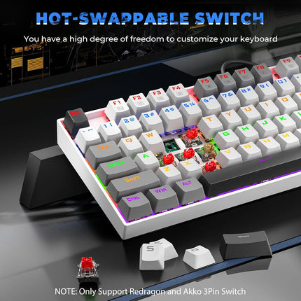 Redragon K552 Mechanical Gaming Keyboard, 87-Key Compact, LED Gaming Keyboard with Red Switches, Anti-Ghosting, Metal Frame for PC Gaming & Typing, Beginner-Friendly (Neo Nocturne)