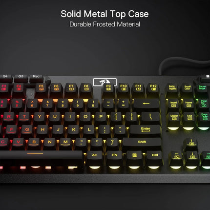 Redragon K513 RGB Membrane Gaming Keyboard, Standard 104 Keys Linear Mechanical-Feel Keyboard w/ 5 Extra On-Board Macro G Keys, Dedicated Media Control, Solid Metal Top Case