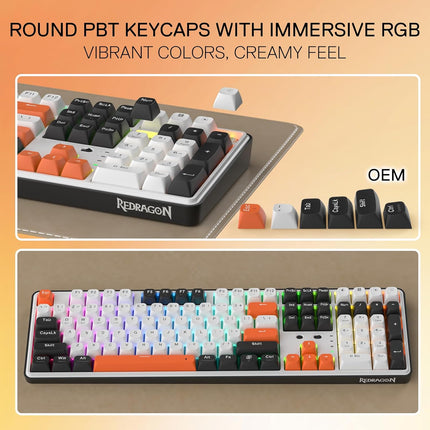 Redragon K689 PRO Wireless Gasket RGB Gaming Keyboard, 104 Keys + Extra 4 Hotkeys Mechanical Keyboard w/Upgraded Hot-swappable Socket, 3-Layer Noise Dampening, Round PBT Keycaps, Custom Linear Switch