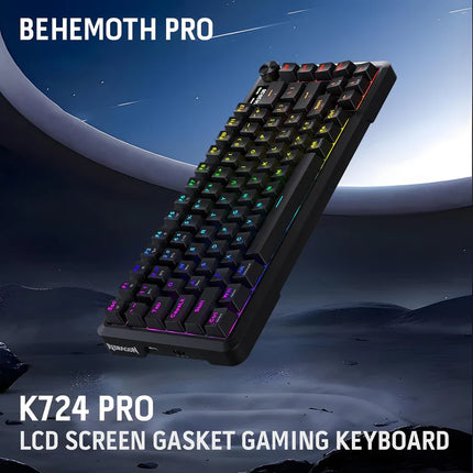Redragon K724 PRO Wireless Gasket Gaming Keyboard w/Hype Screen & Knob, 81-Key Mechanical Keyboard, Easy-Control 1.14’’ TFT Info Display, 5-Layer Noise Dampening, Custom Linear Switch - Redragon Jordan