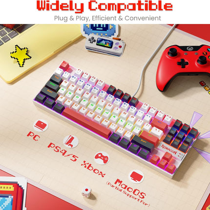Redragon K552 Mechanical Gaming Keyboard, 87-Key Compact, LED Gaming Keyboard with Red Switches, Anti-Ghosting, Metal Frame for PC Gaming & Typing, Beginner-Friendly (Neo Nocturne)