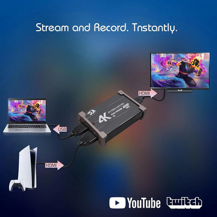 Redragon VC321 4K Video Capture Card, USB 3.0 1080p 60fps Video Capture, 4K HDMI Pass-Through, Zero-Latency Streaming, Compatible with Windows/Mac, Game Capture for PS5, Xbox, NS, DSLR, OBS - Redragon Jordan