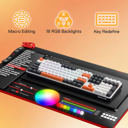 Redragon K689 PRO Wireless Gasket RGB Gaming Keyboard, 104 Keys + Extra 4 Hotkeys Mechanical Keyboard w/Upgraded Hot-swappable Socket, 3-Layer Noise Dampening, Round PBT Keycaps, Custom Linear Switch