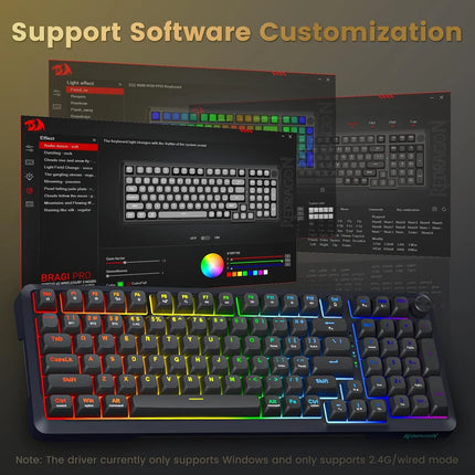 Redragon K688 Wireless Mechanical Keyboard, 3 Mode Gasket Mounted RGB Gaming Keyboard with Volume Knob, Pre-Lubed Linear Switches, MDA-Profile, 98 Keys Hot Swappable Creamy Keyboard for PC/Tablet/Xbox/PS4
