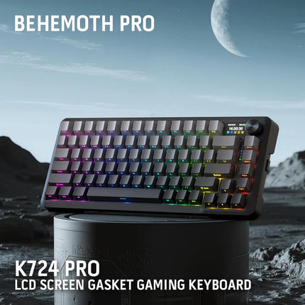 Redragon K724 PRO Wireless Gasket Gaming Keyboard w/Hype 1.14’’ TFT Screen & Knob, 81-Key 75% Mechanical Keyboard, 5-Layer Noise Dampening, Hot-Swap South-Facing RGB Socket, Gradient PBT Keycaps - Redragon Jordan