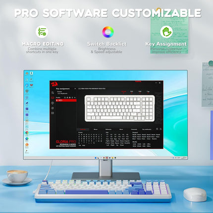 Keyboards Wired and wireless Bluetooth mechanical gaming keyboard Redragon Gloria Pro K664WBP-RGB-PRO white RGB