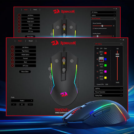 Redragon M616 RGB Gaming Mouse, 10000 DPI Wired Optical Mouse with 6 Programmable Buttons & 8 Backlit Modes, Software Supports DIY Keybinds