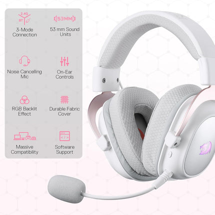 Redragon H510 PRO 3-Mode RGB Gaming Headset - 7.1 Surround Sound - 53MM Audio Drivers in Memory Foam Ear Pads w/Durable Fabric Cover- Multi Platforms Headphone - USB Powered for PC/PS4/NS