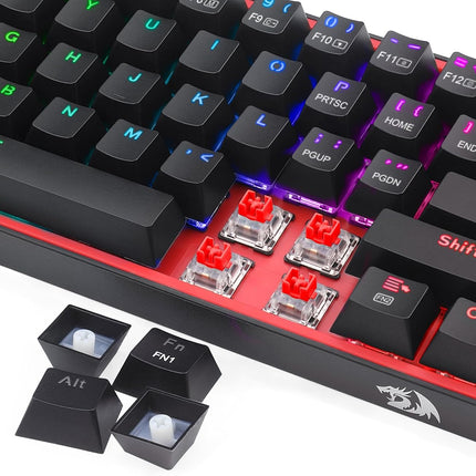 Redragon K616 Fizz Pro 60% Wirless /Wired RGB Gaming Keyboard, 61 Keys Compact Mechanical Keyboard Black, Linear Red Switch, Pro Driver/Software Supported