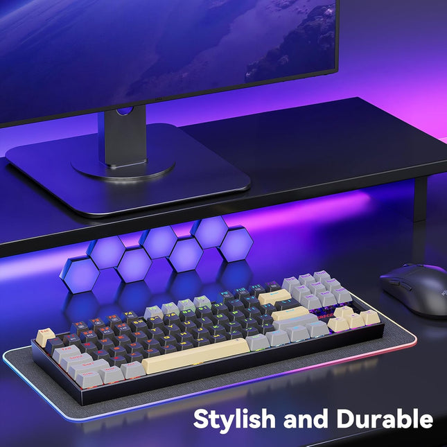 Redragon K552 Mechanical Gaming Keyboard, 87-Key Compact, LED Gaming Keyboard with Red Switches, Anti-Ghosting, Metal Frame for PC Gaming & Typing, Beginner-Friendly (Eclipse Gilded)