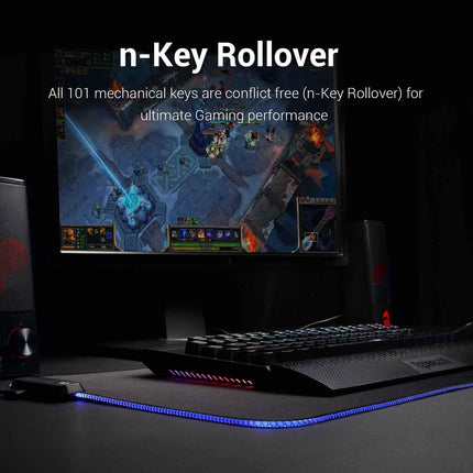 Redragon K588 RGB Backlit Mechanical Gaming Keyboard with Programmable Keys Macro Recording Blue Switches Compact Tenkeyless Design with Detachable Palm Rest & USB-C USB for Windows PC