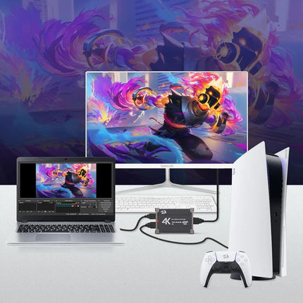 Redragon VC321 4K Video Capture Card, USB 3.0 1080p 60fps Video Capture, 4K HDMI Pass-Through, Zero-Latency Streaming, Compatible with Windows/Mac, Game Capture for PS5, Xbox, NS, DSLR, OBS - Redragon Jordan