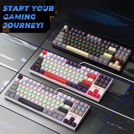 Redragon K552 Mechanical Gaming Keyboard, 87-Key Compact, LED Gaming Keyboard with Red Switches, Anti-Ghosting, Metal Frame for PC Gaming & Typing, Beginner-Friendly (Neo Nocturne)