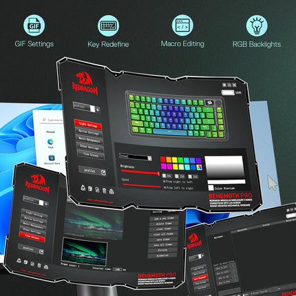 Redragon K724 PRO Wireless Gasket Gaming Keyboard w/Hype Screen & Knob, 81-Key Mechanical Keyboard, Easy-Control 1.14’’ TFT Info Display, 5-Layer Noise Dampening, Custom Linear Switch, Dark Jade Color - Redragon Jordan