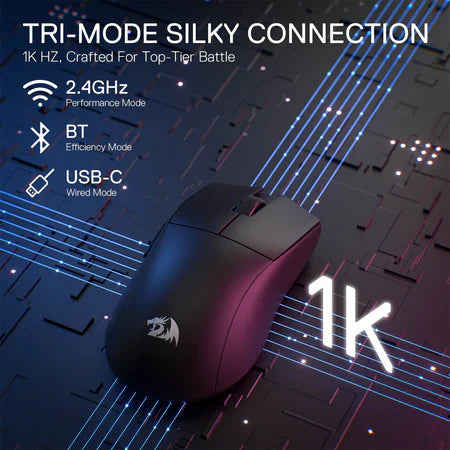 Redragon K1NG M916 LIT 1K Hz 3-Mode Wireless Gaming Mouse