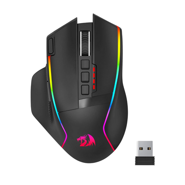 Redragon M915WL Wireless Gaming Mouse, Ergonomic Mouse 16000 DPI with Rapid Fire Key, 9 Macro Buttons, 170-Hour Durable Power Capacity and RGB Backlight Wired/Wireless Mouse for Laptop/Mac/PC