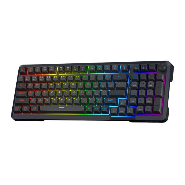 Redragon K688 Wireless Mechanical Keyboard, 3 Mode Gasket Mounted RGB Gaming Keyboard with Volume Knob, Pre-Lubed Linear Switches, MDA-Profile, 98 Keys Hot Swappable Creamy Keyboard for PC/Tablet/Xbox/PS4