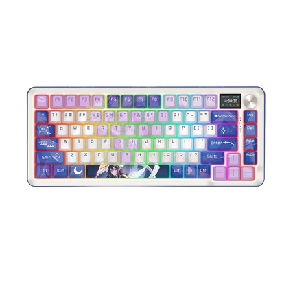 Redragon Wireless Mechanical Keyboard, Gasket RGB Gaming Keyboard with 81 Programmable Custom Keys, 3-Modes Anime Wireless Keyboard with Hot-Swap Pre-Lubed Leopard L Switch, Screen & Knob, K708AK