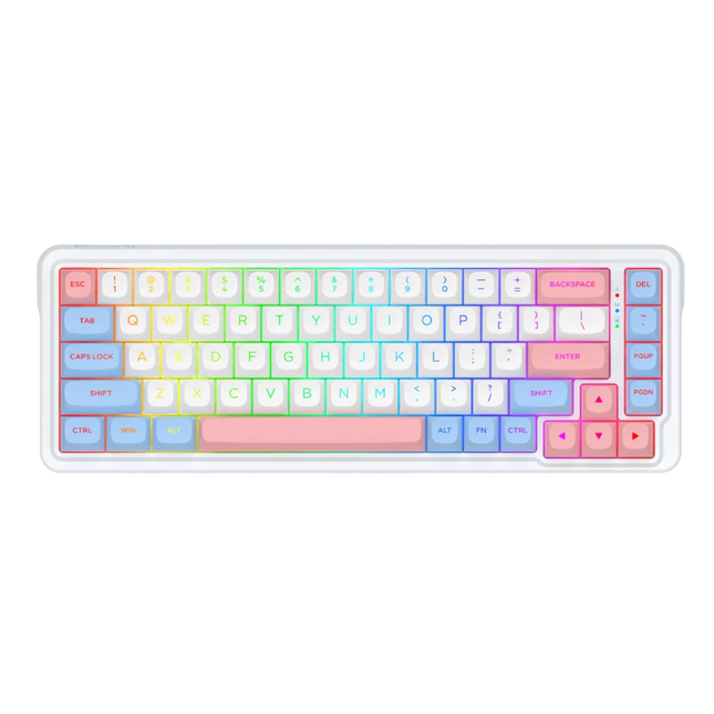 Redragon K709 PRO 65% Wireless Gasket RGB Gaming Keyboard, 68 Keys Hot-Swap Compact Mechanical Keyboard w/Free-Mod Socket, 5-Layer Noise Dampening & Round PBT Keycaps, Quiet Custom Linear Switch