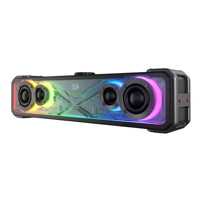 Redragon GS817 RGB Desktop Soundbar, 2.0 Channel Stereo Speakers for Desktop w/Massive 30W Max Power, Touch-Control, Bluetooth 5.3 & 3.5mm AUX Inputs, Black