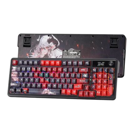 Redragon K719 PRO Wireless Gasket Gaming Keyboard w/Hype Screen & Knob, 95 Keys Mechanical Keyboard, Easy-Control 1.14’’ TFT Info Display, 5-Layer Noise Dampening, Custom Linear Switch, Anime Edition - Redragon Jordan