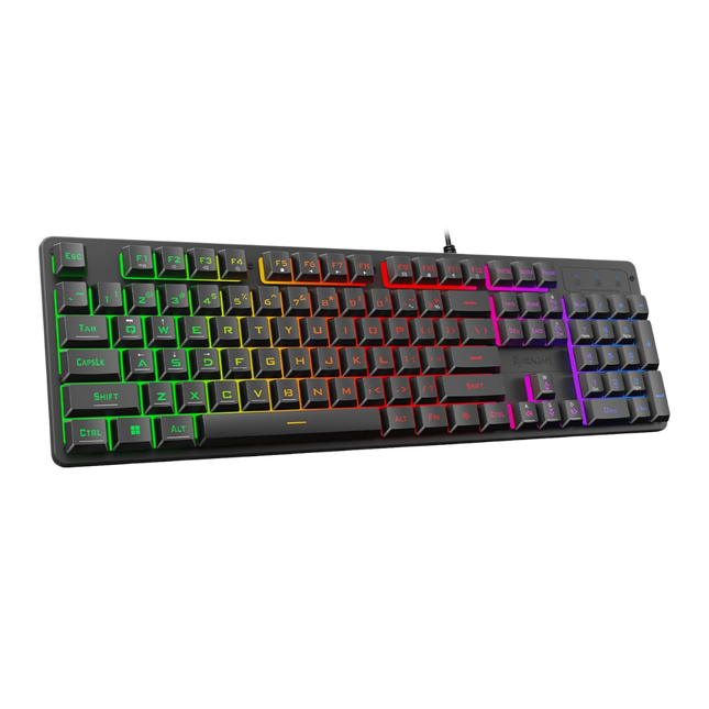 Redragon K521 Upgrade Rainbow LED Gaming Keyboard, 104 Keys Wired Mechanical Feeling Keyboard with Multimedia Keys, One-Touch Backlit, Anti-Ghosting, Compatible with PC, Mac, PS4/5, Xbox