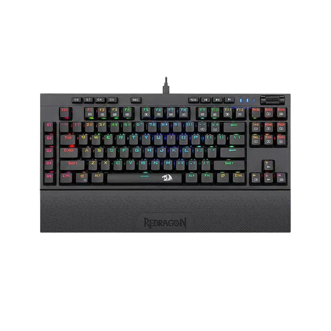 Redragon K588 RGB Backlit Mechanical Gaming Keyboard with Programmable Keys Macro Recording Blue Switches Compact Tenkeyless Design with Detachable Palm Rest & USB-C USB for Windows PC